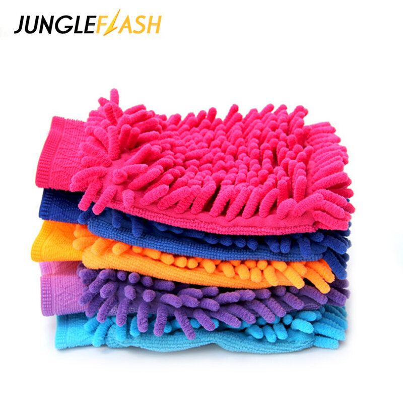 JUNGLEFLASH – gant de nettoyage de voiture en microfibre, gant Chenille ultra-fin, chiffon de lavage pour l'entretien de la maison