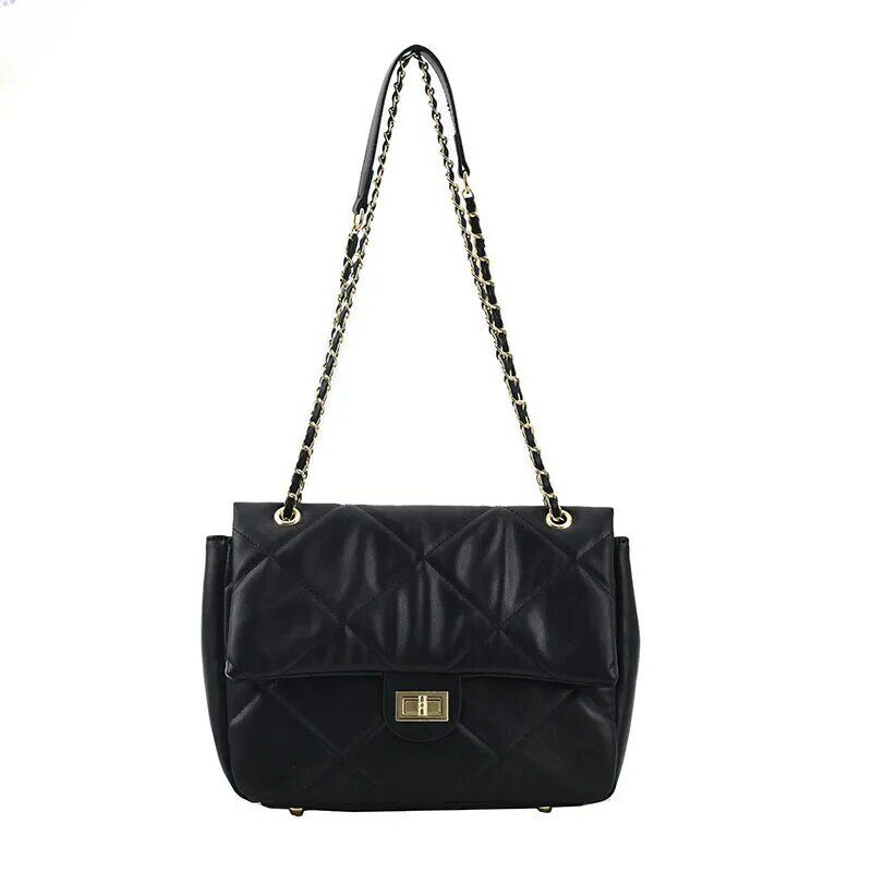 女性用の大きなPUレザークロスオーバーバッグ,ブランドチェーン付きのトレンディな女性用ハンドバッグと財布,コレクション2021
