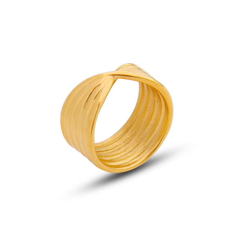 Модное кольцо из нержавеющей стали с геометрическим узором Позолоченные ювелирные изделия женские для женщин 2021 модные минималистичные ис...