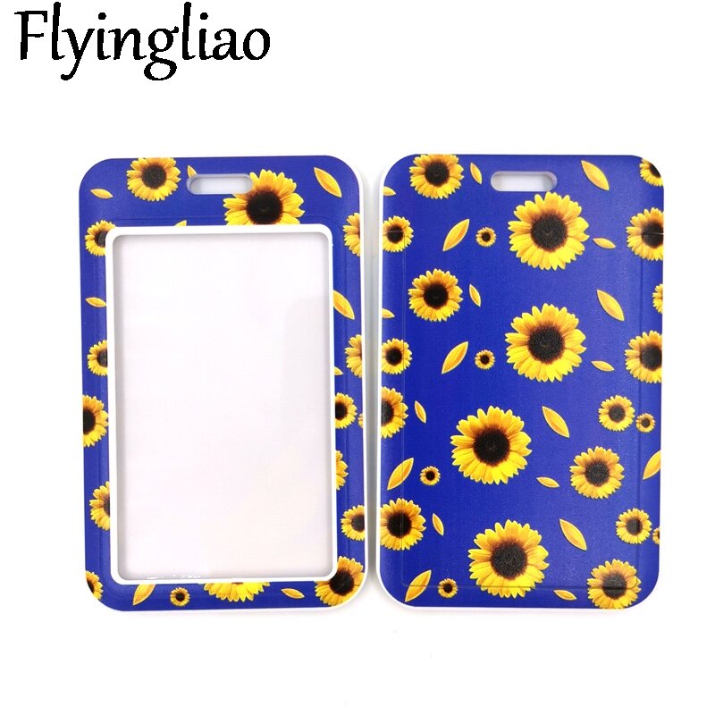 Blue Sunflowers Credit Card ID Holder Bag Student Women Travel Bank Bus Business Card Cover Badge Accessories Gifts