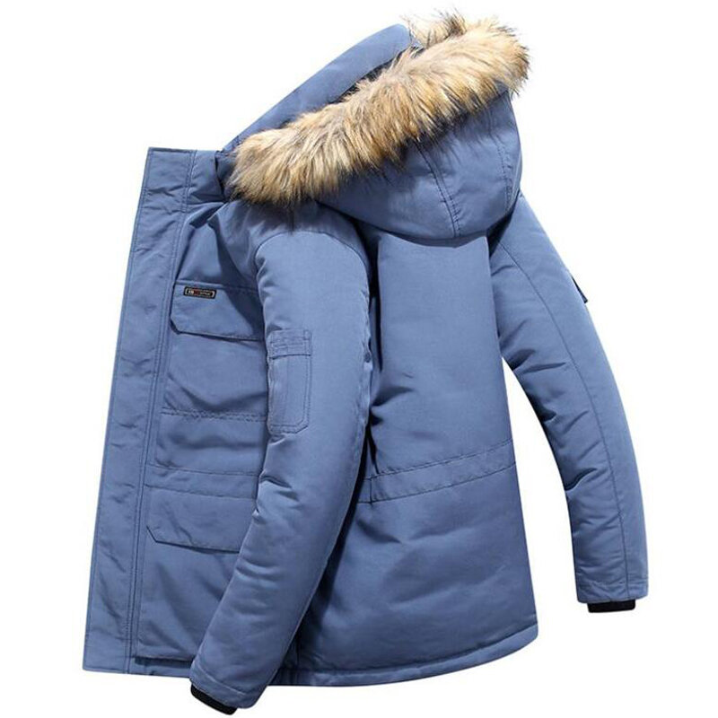 Chaqueta gruesa de algodón con capucha para hombre, abrigo largo con cuello extraíble, moda de invierno, Parkas de talla grande 5XL 6XL