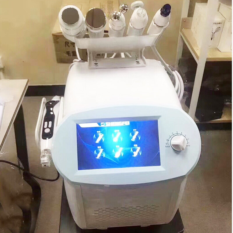 Máquina 6 en 1 de hidrodermoabrasión, pulverizador de agua Facial, hidroexfoliación RF ultrasónica, biofotón, dermoabrasión, Lifting de la piel
