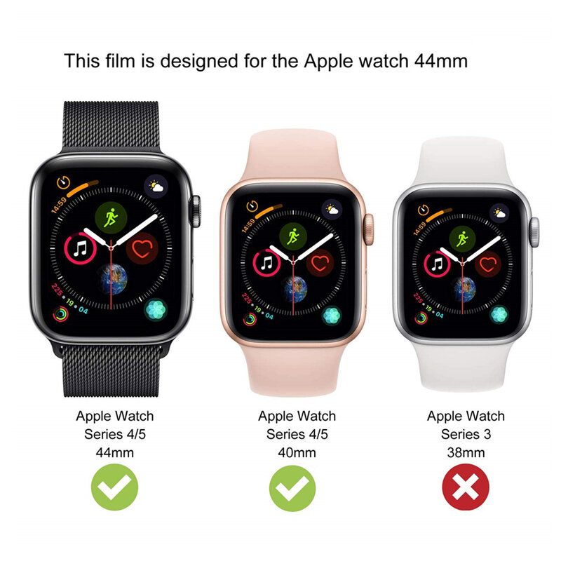 واقي شاشة لساعة Apple Watch 44 مللي متر Series 4/5 ، طبقة حماية شفافة خالية من الفقاعات ، مضادة للخدش ، 40 مللي متر ، مرنة ، عالية الدقة ، TPU
