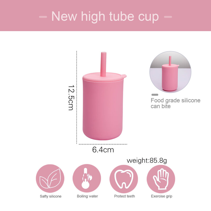 10 Color Baby Silicone Water Cup Feeding Cup BPA Free Baby Learning Drinkware Children's Soft Straw Cups