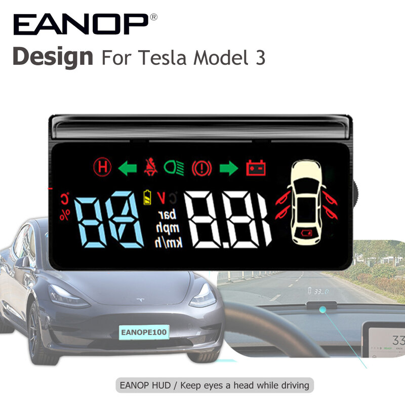 Mirror HUD Head-up display Speed Projector Speedometer Turning light Gear Guide Battery display for tesla model 3 Easy Install
