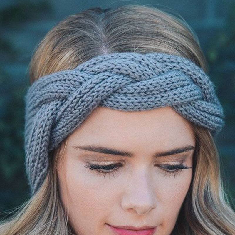 Torção de malha lã cruz bandana inverno mulher moda faixas de cabelo elástico feito para acessórios menina ornamentos cachecol 2021 sólido