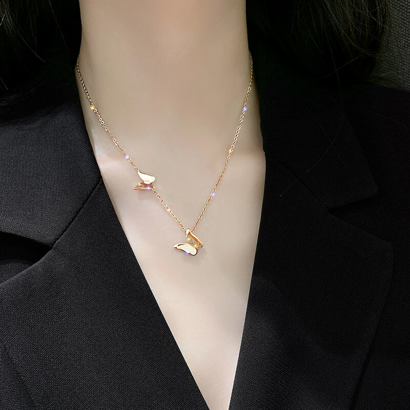 316l aço inoxidável joias da moda fosca borboleta gargantilha amuletos de corrente de osso de cobra de titânio colares pingentes para mulheres