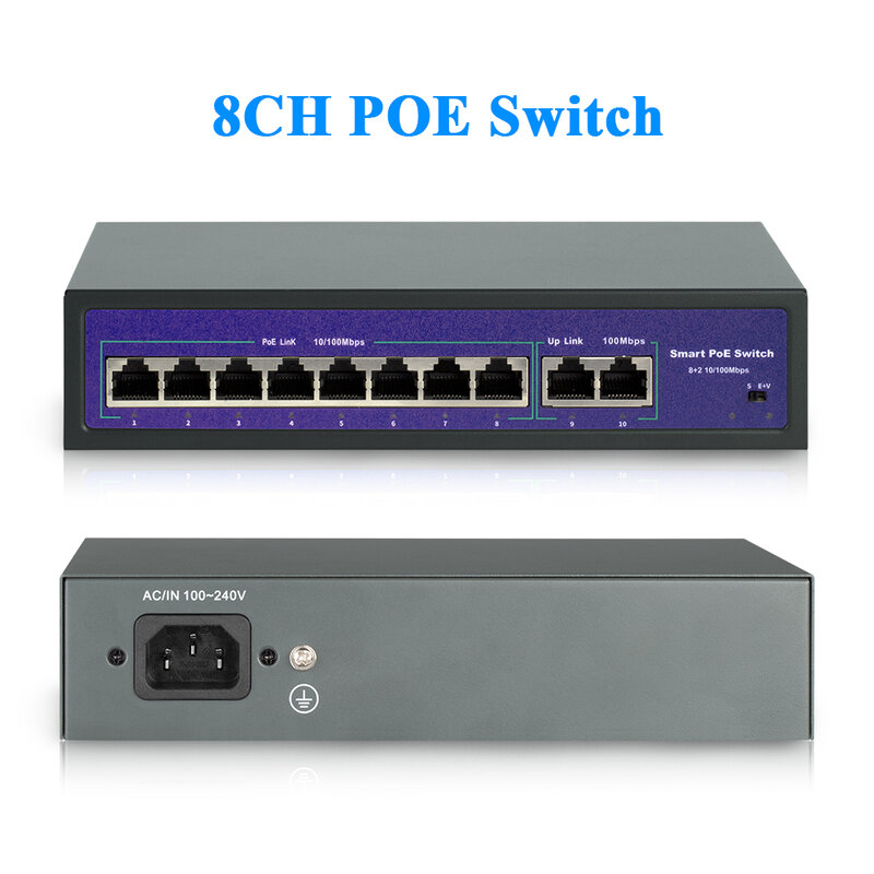 New 4CH 8CH 52V Network POE Switch With 10/100Mbps IEEE 802.3 af/at Over Ethernet IP Camera/ Wireless AP/ CCTV Camera System