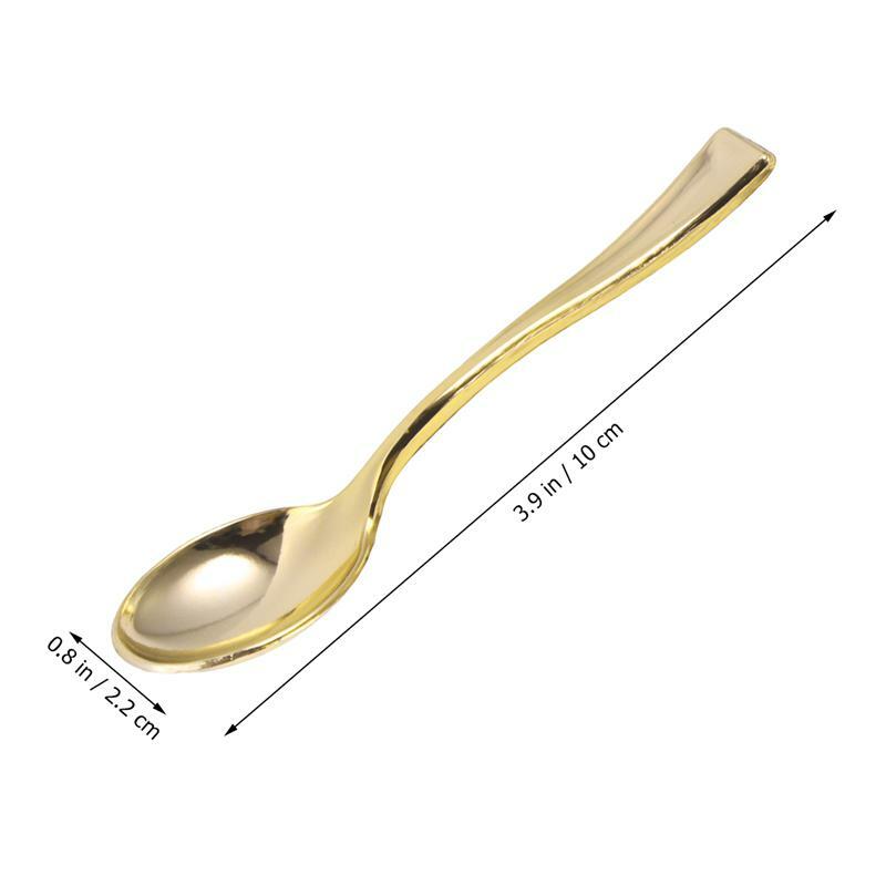 24Pcs Mini Spoons Plastic Cake Spoons Disposable Dessert Spoons Ice-cream Spoons for Home Shop Party Golden Rose Gold