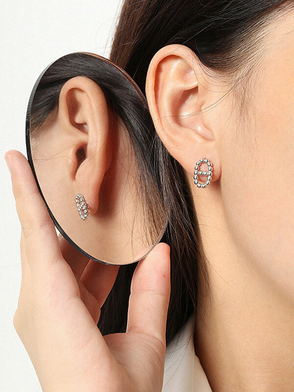 S'STEEL 925 srebro wersja koreańska niszowa konstrukcja prosta świński nos koralik tekstura stadniny kolczyki Boho imprezowe Fine jewelry