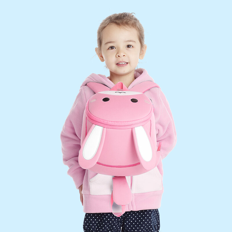 NOHOO – sac à dos d'école 3D motif dessin animé, pour filles et garçons, pour enfants de la maternelle, étanche, mignon lapin, pour les tout-petits de 1 à 6 ans