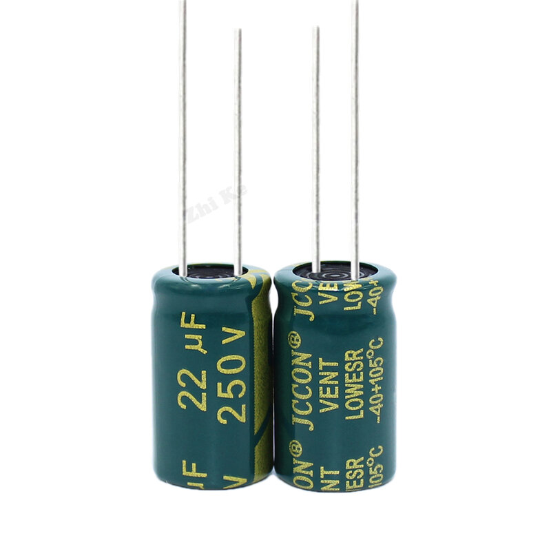 6 sztuk 250 V 22 UF 10*17mm niski ESR aluminium elektrolit kondensator 22 uF 250 V kondensatory elektryczne wysokiej częstotliwości 20%