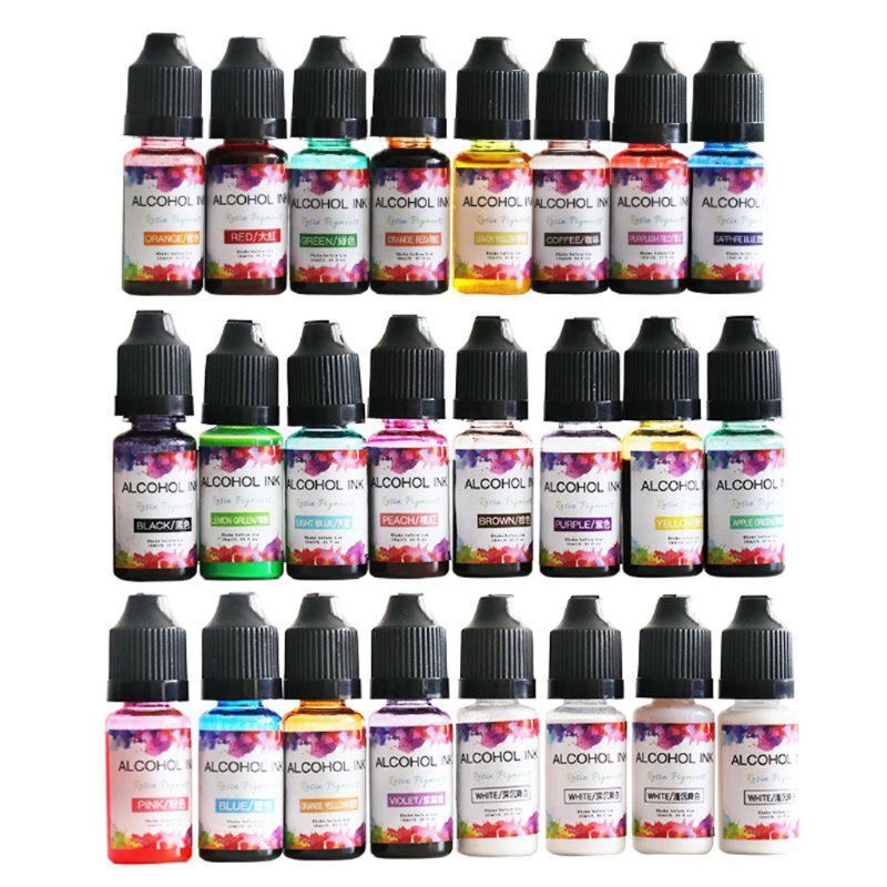 14/22/24/26/30Color 10ML Alcohol Ink Diffusion Resin Pigment Kit Liquid Colorant Dye Art DIY