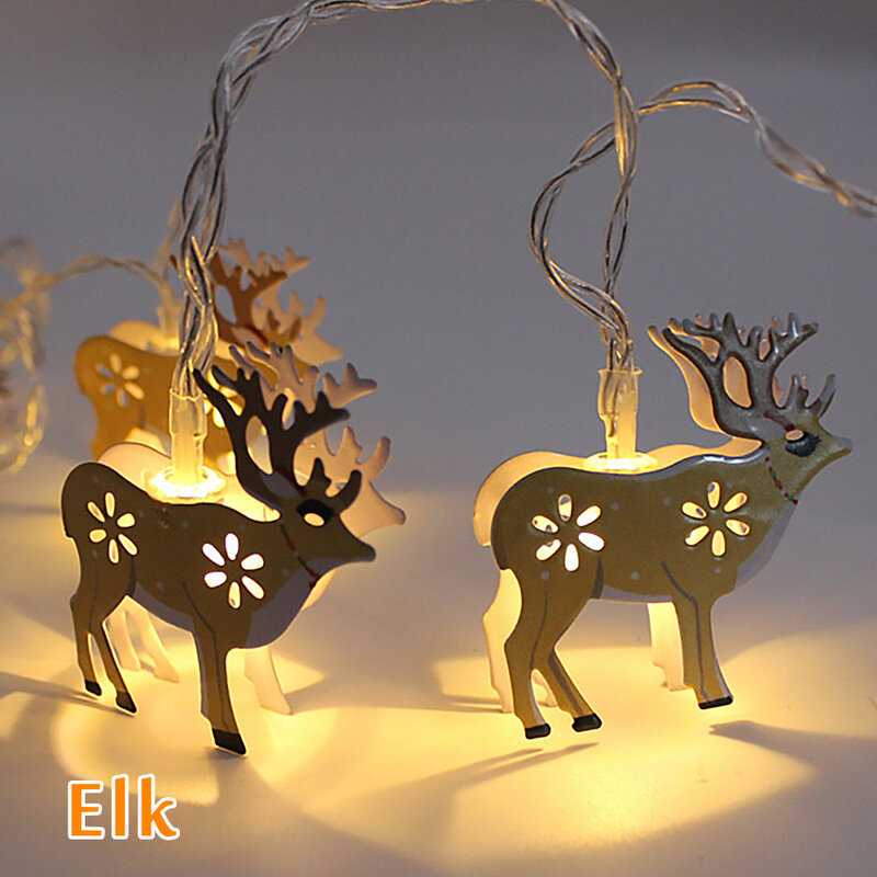 Chrsitmas 2021 1.8M Snowman Elk Bell เทียน Led Light String เทศกาล Party Xmas Tree เครื่องประดับ Garland