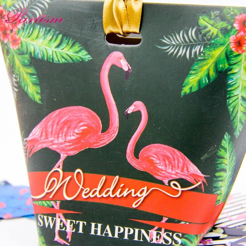 1 pacote de multi tipos flamingo caixa de presente diy fita doces padrão kraft papel casamento/festa favores presentes saco para festa de hóspedes suprimentos