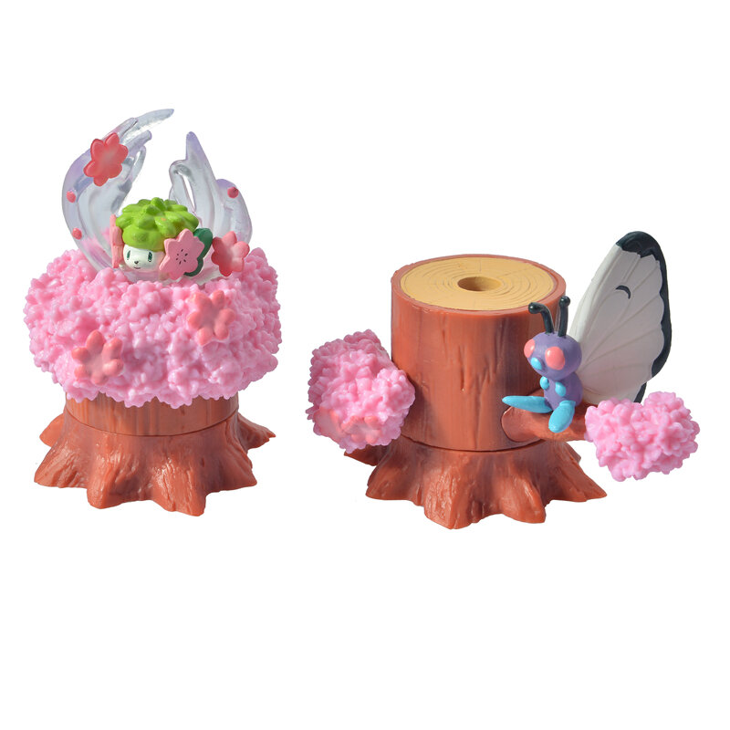 6 unids/set Original Pokemon DIY tocón de árbol duende lindo árbol de cerezo modelo decoración figuras de acción de juguete para niños regalos
