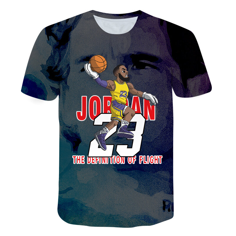 Novo verão quente do menino jo dan no.23 t camisas menino camuflagem o-pescoço moda 3d impressão 23 hip-hop t roupas de basquete casual topo