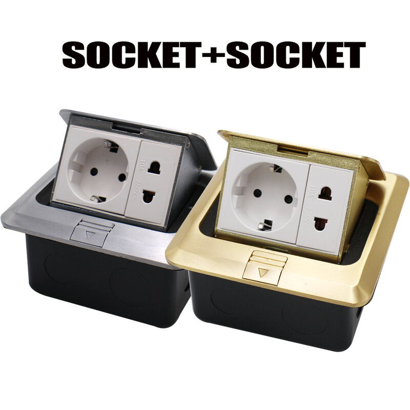 10A EU Standard Quick / Slow Pop Up Floor Socket USB Phone Internet Sockets 2 Way Electrical Switches Power Outlet