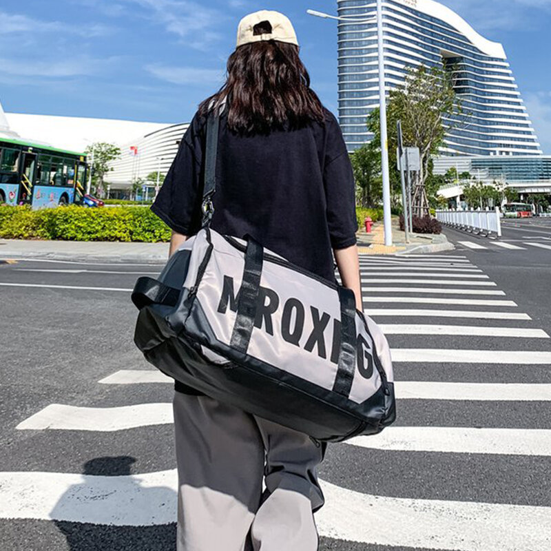 Mochila estampada unissex, bolsa de viagem de grande capacidade com letras impressas, design de moda, fitness, para homens e mulheres