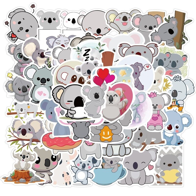 Autocollants d'animaux mignons Koala, 50 pièces, séries de dessin animé, jouets pour enfants, bricolage étanche, pour guitare, vélo, valise