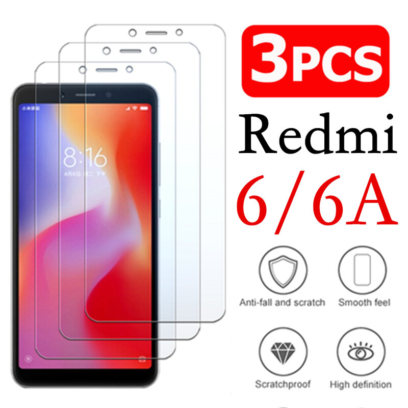 Resmi 6a หุ้มเกราะป้องกันสำหรับ Xiaomi Redmi 6 8 9a 8a 7a กระจกนิรภัย Ksiomi Redmi6a A6ป้องกันหน้าจอ Tremp ฟิล์ม