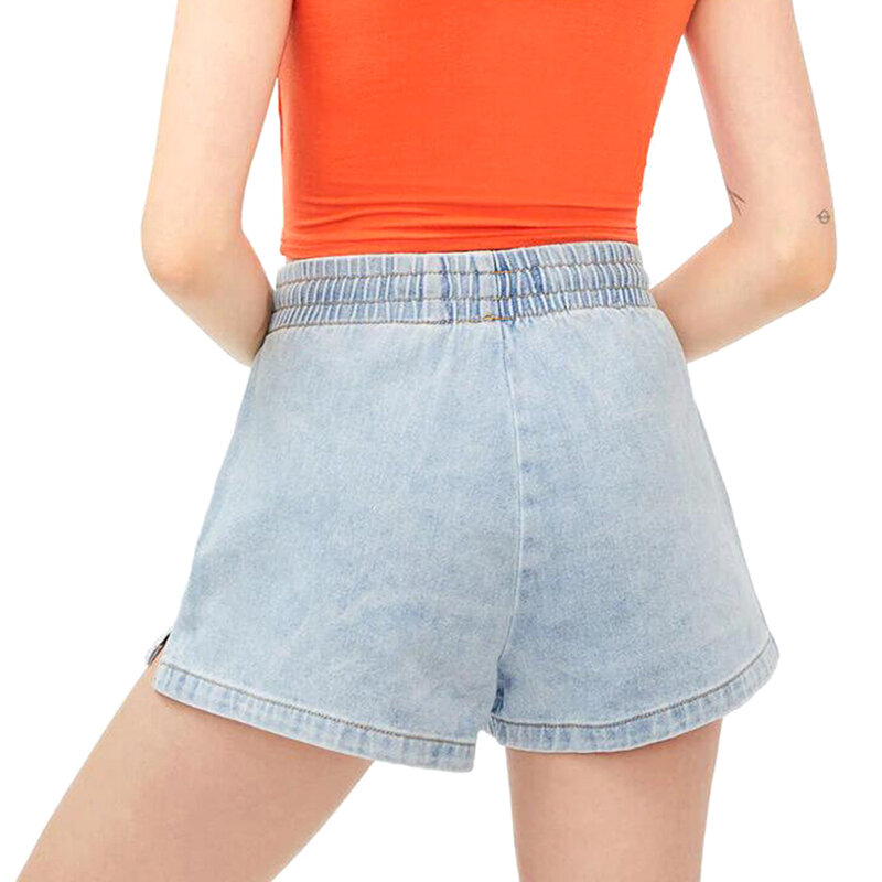 DIFIUPA Mujer Pantalones cortos de cintura baja Multicolor Vaquero elástico pantalones cortos para Streetwear Casual suelto y cómodo pantalones de elástico