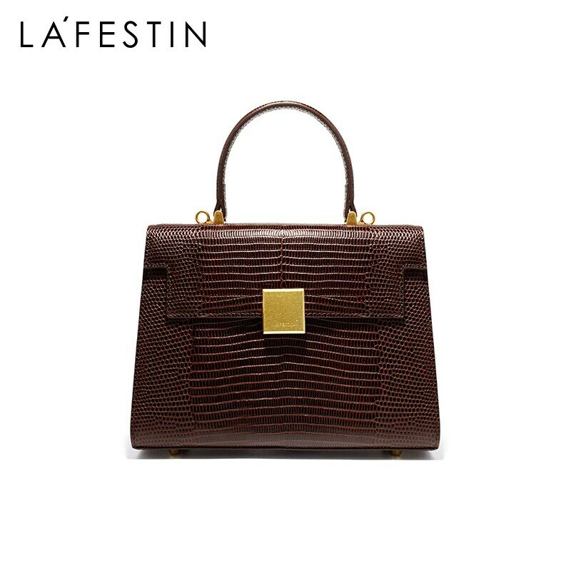 La fagn-女性のためのレトロな革のバッグ,女性のハンドバッグ,大容量,スプライス,結婚式のパターン,有名なブランド,2022