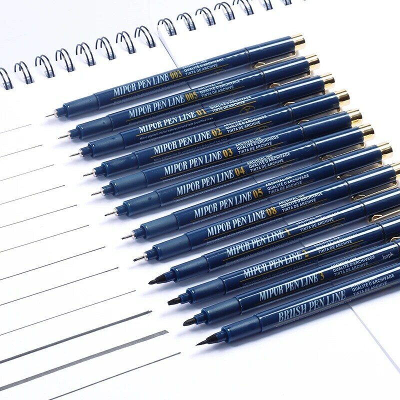 Conjunto de 12 microcanetas, canetas de tinta fineliner, caneta de desenho técnico, caneta de desenho preto, caneta de pigmento, à prova dwaterproof água para o artista anime manga