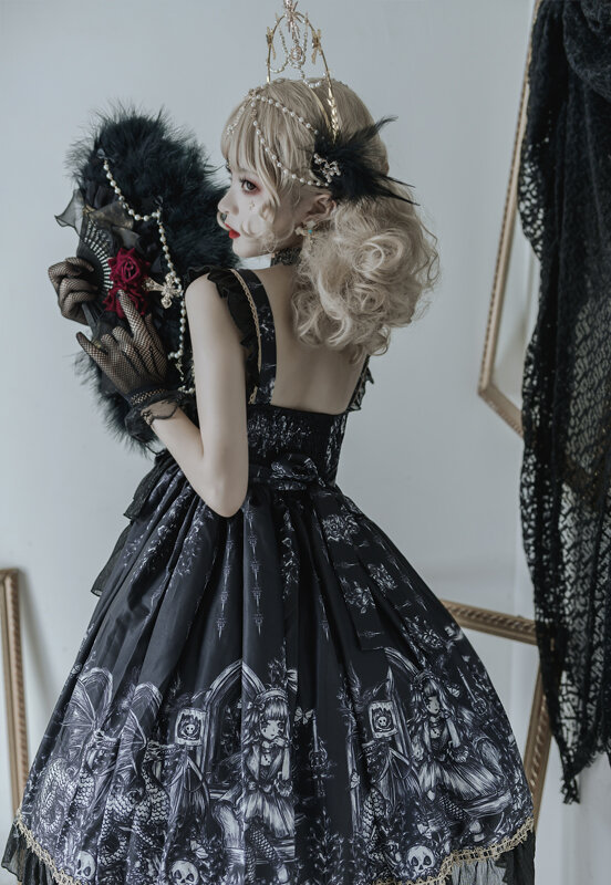 الأصلي خمر تأثيري الملابس رداء لوليتا التنين الساحرة القوطية لوليتا فستان الظلام Jsk الفستان الفيكتوري أنثى Goth Vestido