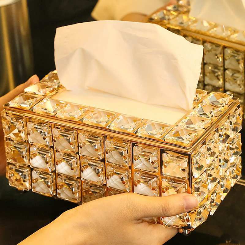 2021 new European Crystal household tissue container towel tissue holder office and home decoration box*