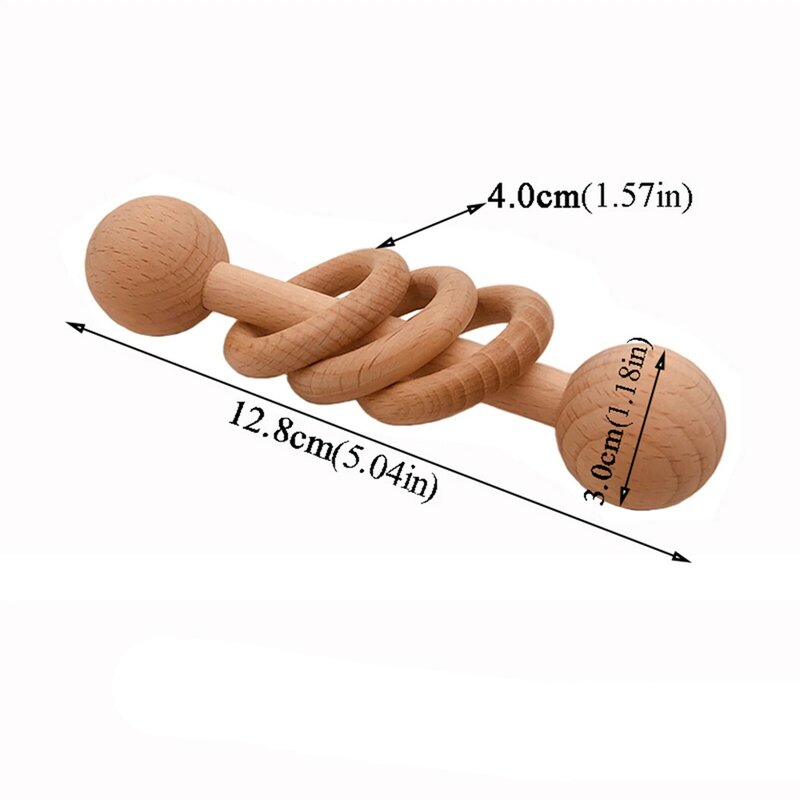 Beech Rattles Wooden Non-toxic Intellectual Developing Teether