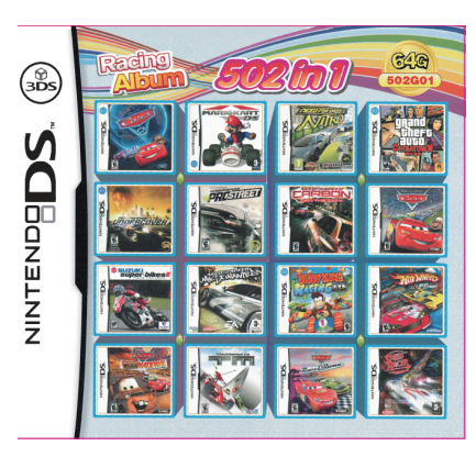 Racing Album 502 Games in 1 NDS Game Pack Card Super Combo Cartridge for Nintendo NDS DS 2DS New 3DS