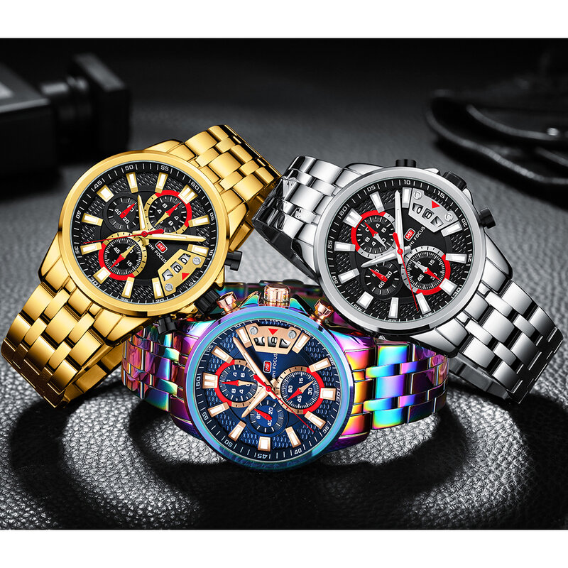Mens Watches 2022 Luxury Rainbow Fashion Chronograph Sport Watch for Men Quartz Wristwatches MINI FOCUS Male Clock часы мужские