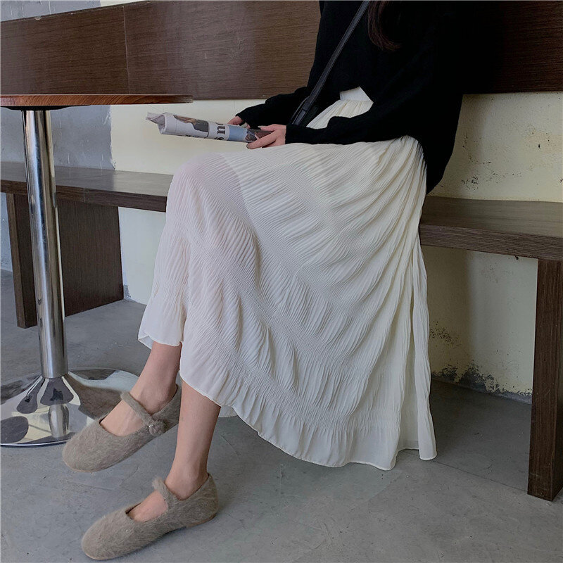 Женская плиссированная юбка средней длины на осень/зиму