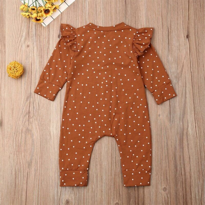 0-18M Baby Girl Clothes Newborn Polka Dots Romper Long Sleeve Floral Jumpsuit Playsuit Outfit Clothes