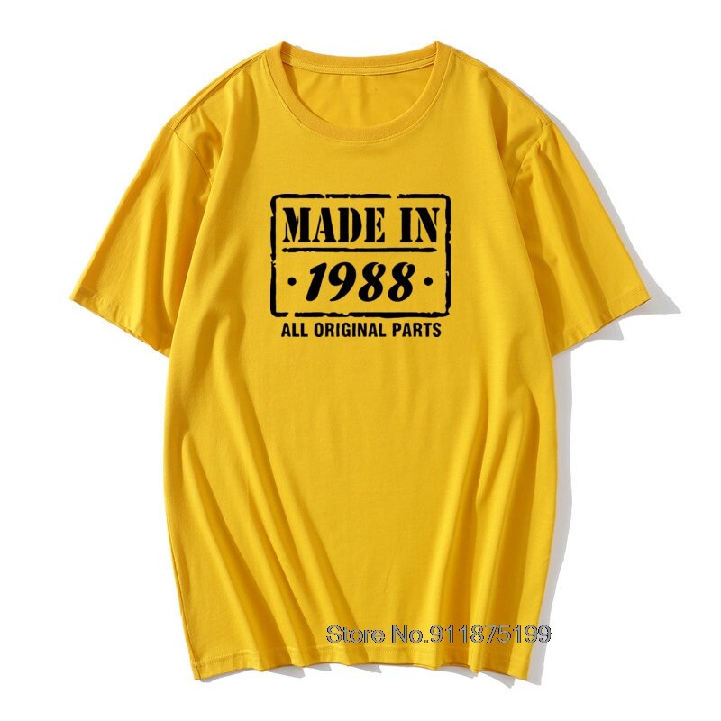 Made in 1988 All Original Parts T Shirt 33th Birthday present Design 100% Cotton Retro T-Shirt Male Vintage Print  Husband  Tee