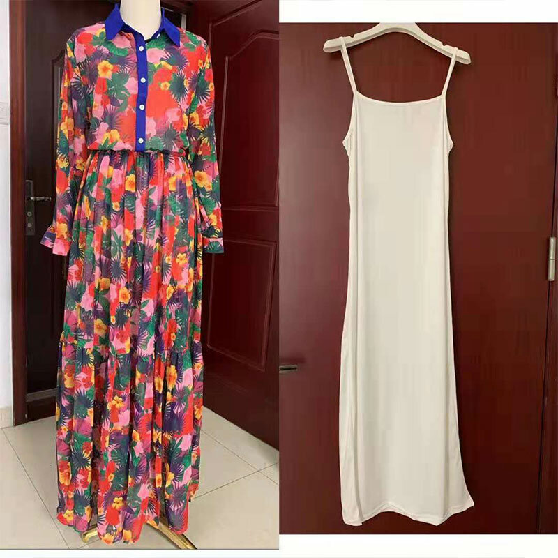 Лето 2021, Африканское платье в горошек с новым принтом и Африканской талией + юбка с лямкой на шее, комплект из двух предметов