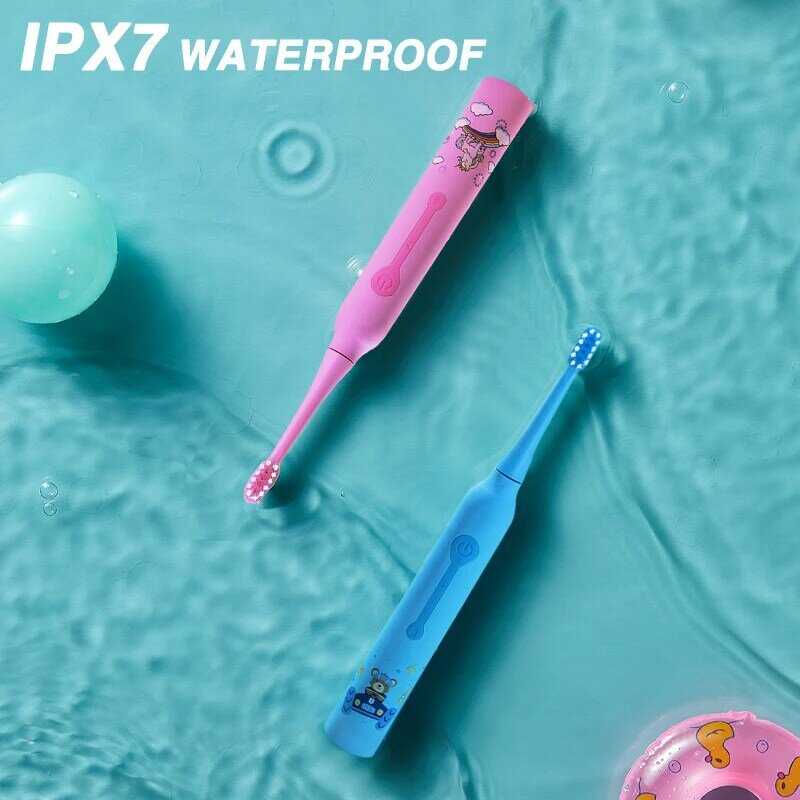 Boyakang escova de dentes elétrica para crianças 3 modos limpeza ipx7 à prova dwaterproof água carregador usb cerdas dupont