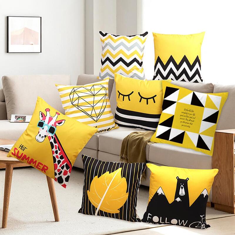 幾何学的な黄色の枕カバー,新しいスタイルの装飾クッション,ソファ,椅子,車,クリスマスの家の装飾,diy