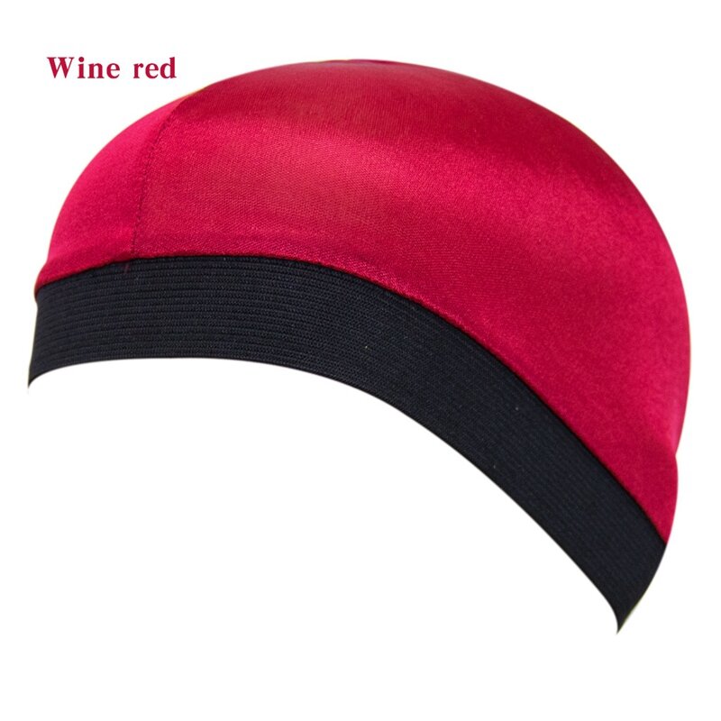 Summer Unisex Silky Dome Waves Cap Male Wide Band Stretchy Wig Cap Satin Breathable Turban Men Hip Hop Durags 1pcs