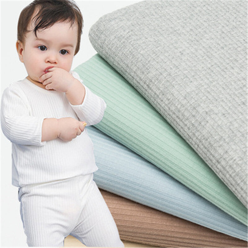 Elastic Cotton Knitted Fabric Thread Stripe Fabric For BaBay Cloth ,Kids Trousers