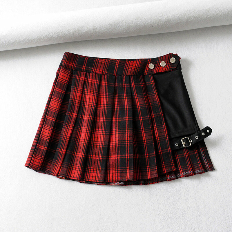 Newest Spring Summer Women Plaid Mini Skirt Casual Punk Harajuku Preppy Style  Pleated Sexy Skirt Female Fashion Saias K1252