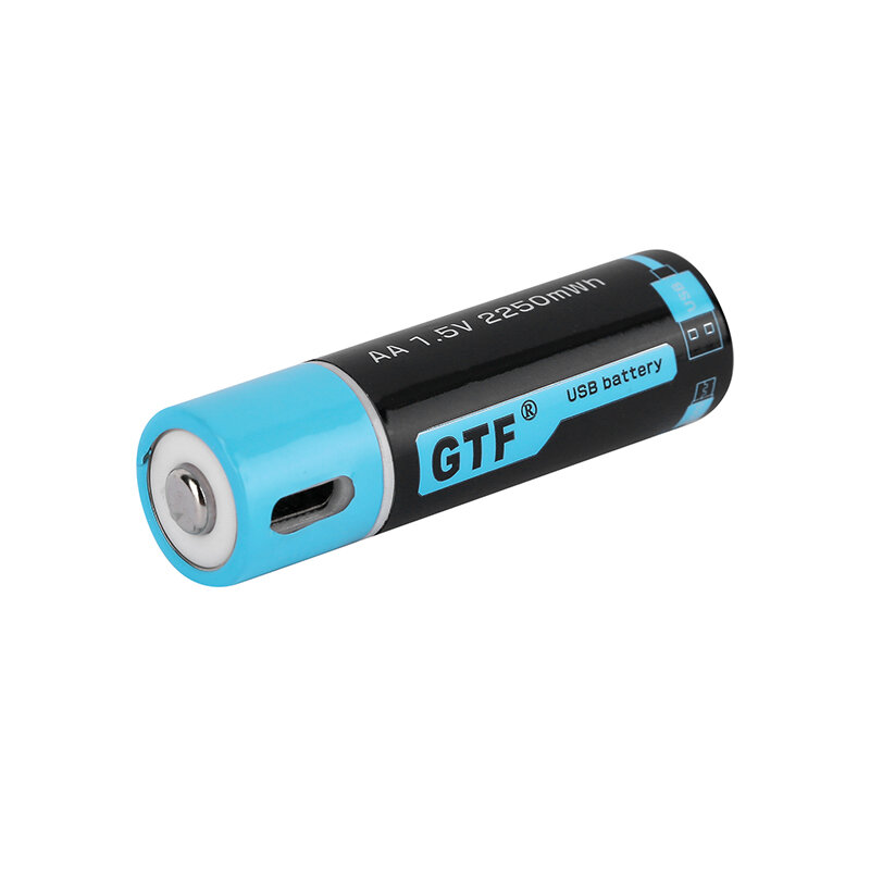 GTF1.5V-Batería de iones de litio recargable por USB, cable USB, AA, 2550mwh, 1500mah, 100% de capacidad