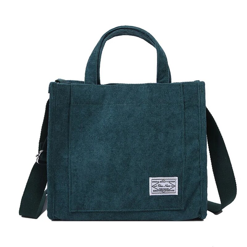Women Corduroy Zipper Shoulder Bag Small Cotton Canvas Handbag Casual Tote Female Eco Crossbody Bag Vintage Messenger Bags
