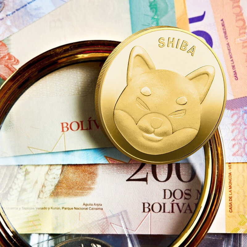 โลหะทอง Dogecoin ชุบทางกายภาพ SHIBA SHIB เหรียญที่ระลึกเหรียญที่ระลึกสะสมเหรียญ