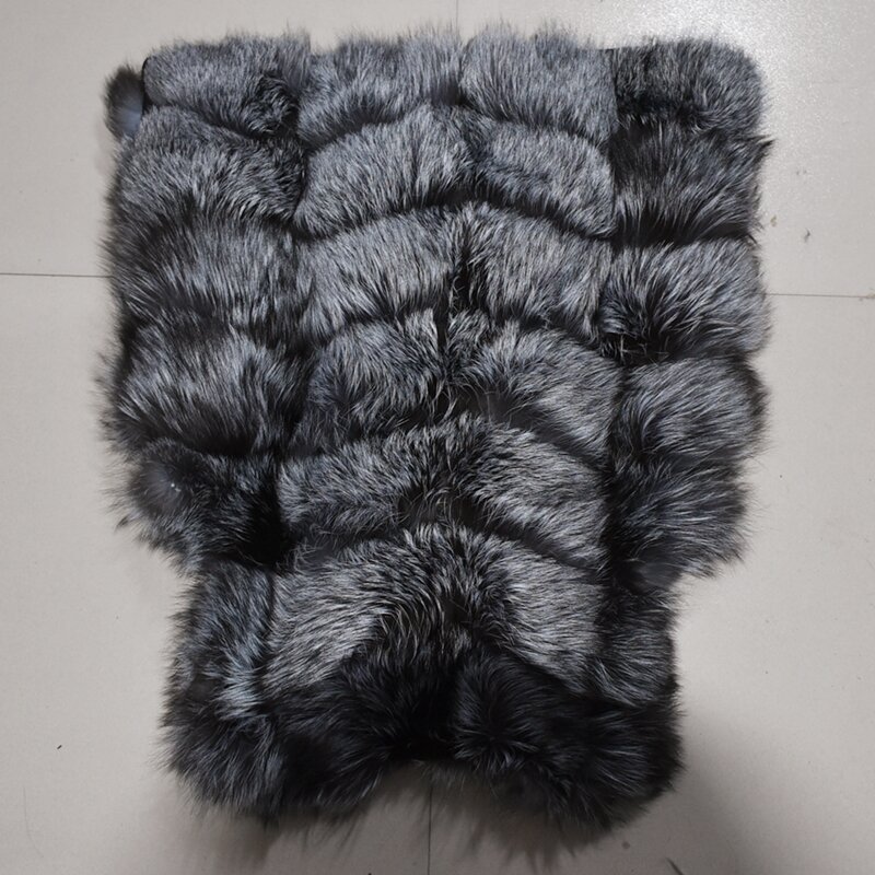 本物のキツネの毛皮で作られた女性のカジュアルな冬のベスト,ノースリーブのシルバーコート,90 cm,送料無料