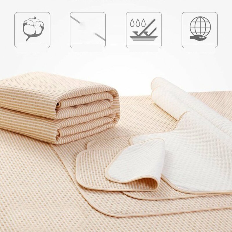 Four-layer Natural Organic Cotton Changing Pad Infant Waterproof Breathable And Washable Diaper Pad Soft Quick-drying