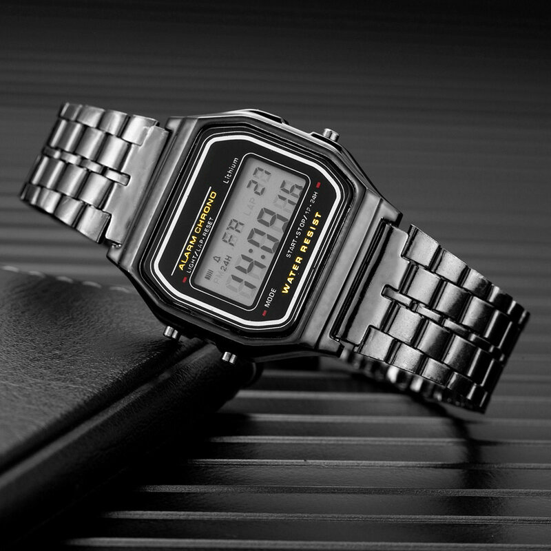 Mode Digital herren Uhren Luxus Edelstahl Link Armband Armbanduhr Band Business Elektronische Männliche Uhr Reloj Hombre