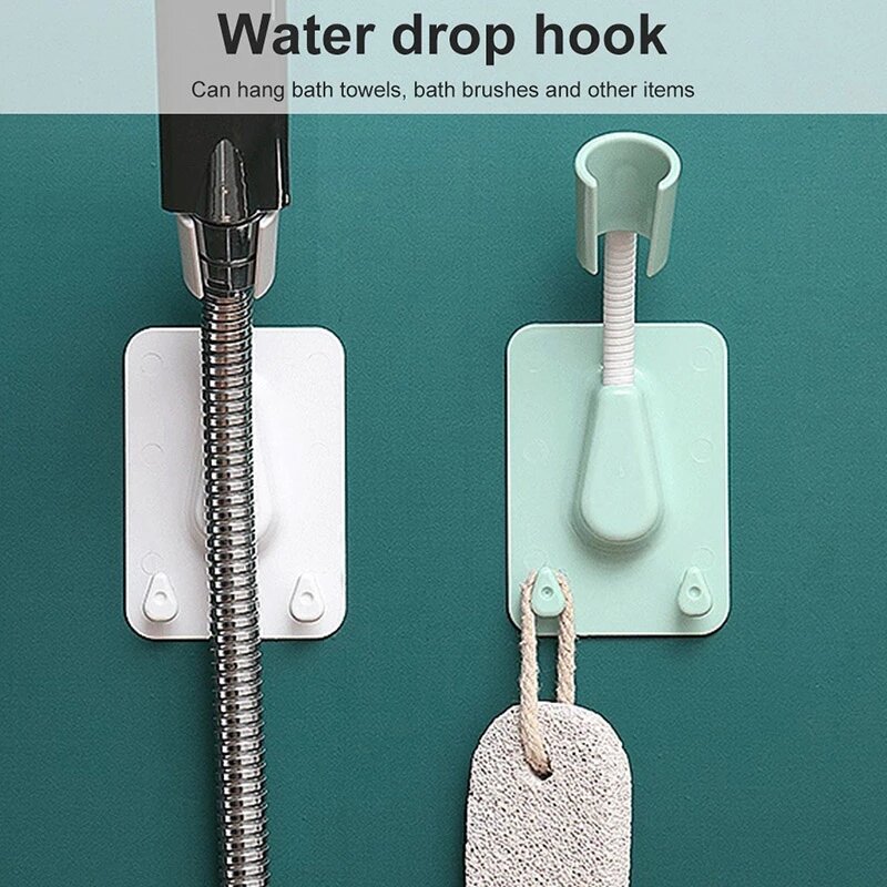360° Shower Head Holder Adjustable Self-Adhesive Showerhead Bracket Wall Mount With 2 Hooks Stand SPA Bathroom Universal ABS 1pc