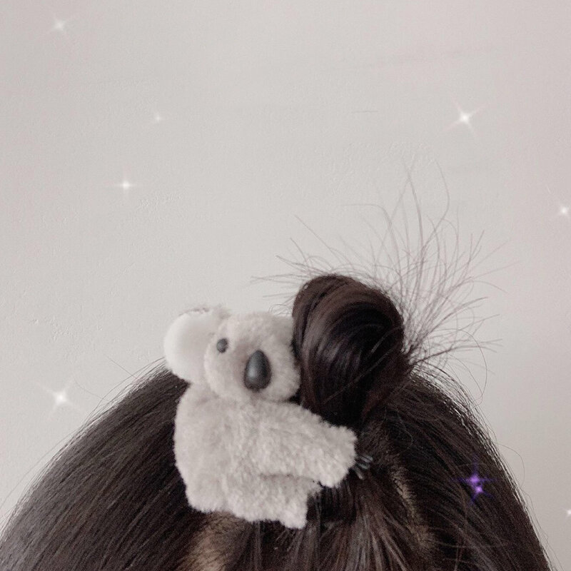 1pc dos desenhos animados 3d de pelúcia koala hairpin clipe cabelo bonito fotografia acessórios para o cabelo das mulheres saco acessórios